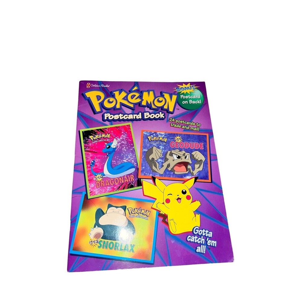 Golden Books Pokemon Postcard Book 1999 24 Cards + Bonus Postcard On Back